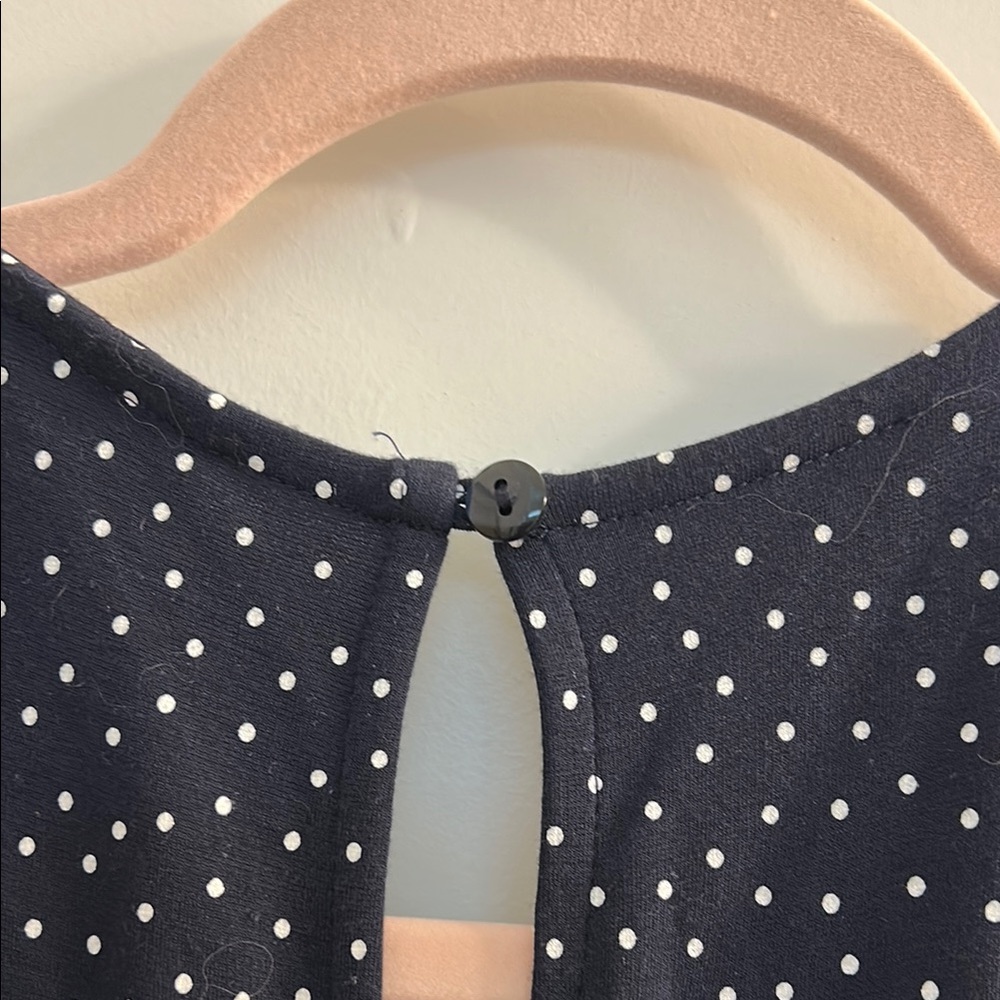 J. Jill V-Neck Polka Dot Waist Tie Navy Jumpsuit - Picture 5 of 5